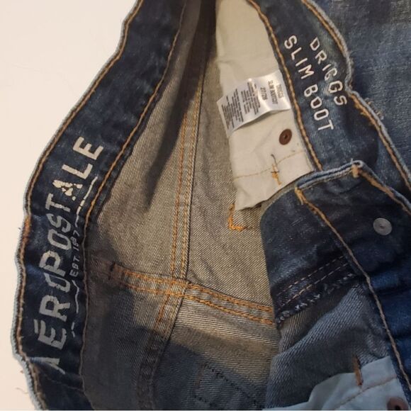 27 28 AERO DRIGGS SLIM FIT BOOT CUT LEG DISTRESSED JEANS - Picture 5 of 5